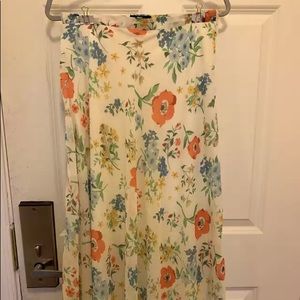 Bright floral printed layered maxi skirt